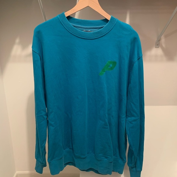 Palace P Felt Logo Blue Green Crewneck Size XL